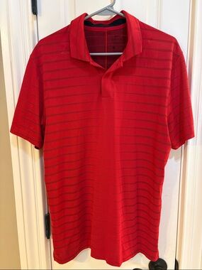 Nike Red Horizontal-Striped Men’s Polo
